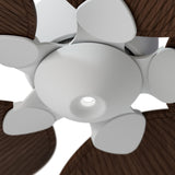 Ventilador de techo con luz Sulion Alma LED madera blanco apto exterior CCT IP44 6W 2309590