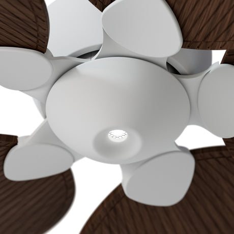 Ventilador de techo con luz Sulion Alma LED madera blanco apto exterior CCT IP44 6W 2309590