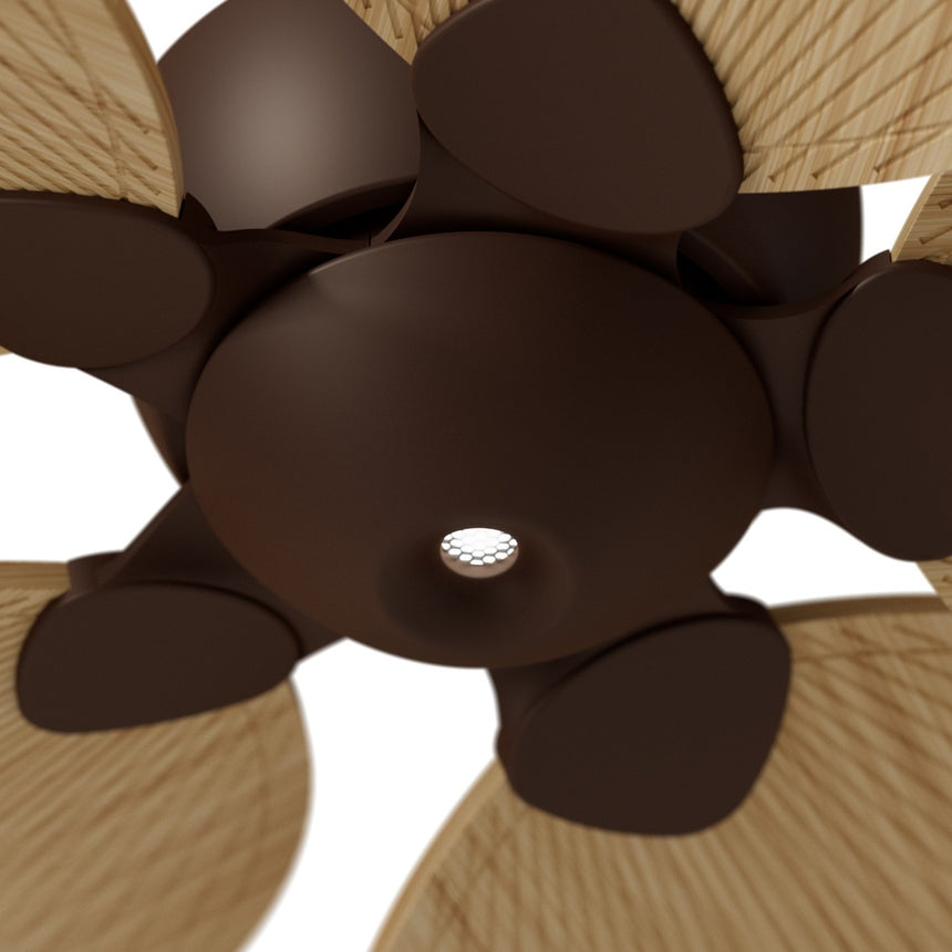 Ventilador de techo con luz Sulion Alma 132cm LED marrón óxido y madera clara motor DC — vista 3