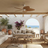 Ventilador de techo con luz Sulion Alma LED madera blanco apto exterior CCT IP44 6W 2309521