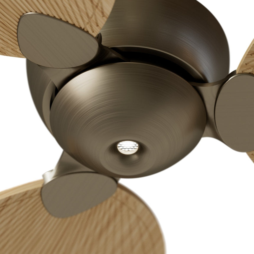 Ventilador de techo con luz Sulion Alma 132cm LED latón y madera clara motor DC CCT — vista 3