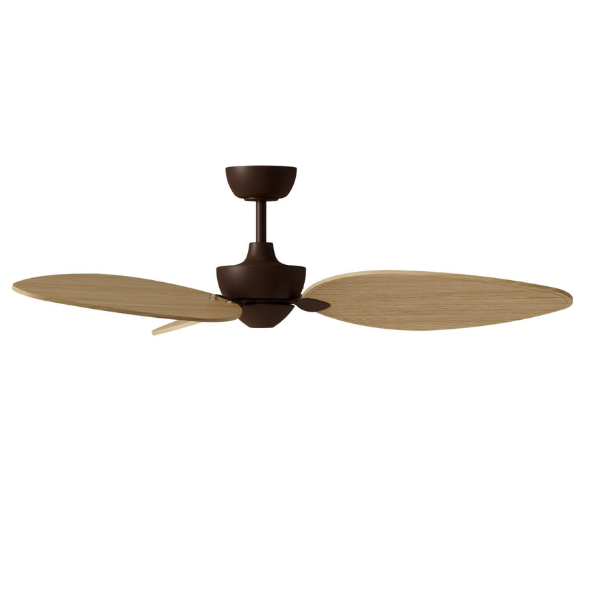 Ventilador de techo con luz Sulion Alma 132cm LED marrón óxido y madera clara motor DC — vista 4