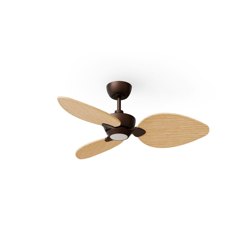 Ventilador de techo con luz Sulion Alma 100cm LED marrón óxido y madera clara motor DC — vista 4
