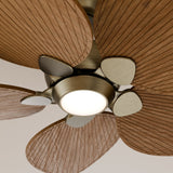 Ventilador de techo con luz Sulion Alma 132cm LED latón y madera media motor DC CCT — vista 4