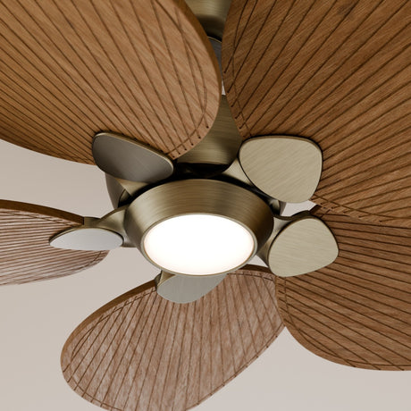 Ventilador de techo con luz Sulion Alma 132cm LED latón y madera media motor DC CCT — vista 4