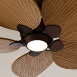 Ventilador de techo con luz Sulion Alma 100cm LED marrón óxido y madera media motor DC — vista 3