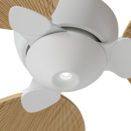 Ventilador de techo con luz Sulion Alma LED madera blanco apto exterior CCT IP44 6W 2309484