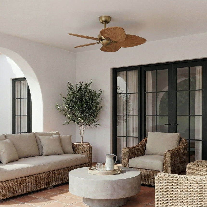 Ventilador de techo con luz Sulion Alma 100cm LED latón y madera media motor DC CCT — vista 2