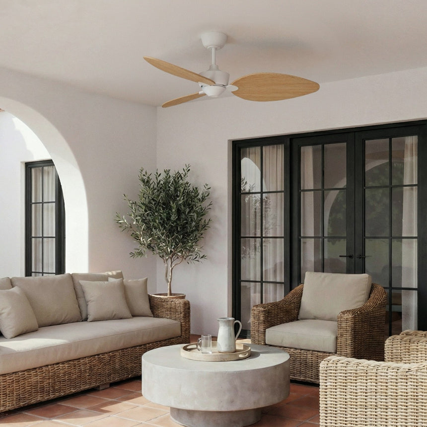 Ventilador de techo con luz Sulion Alma 132cm LED blanco y madera clara motor DC CCT — vista 2