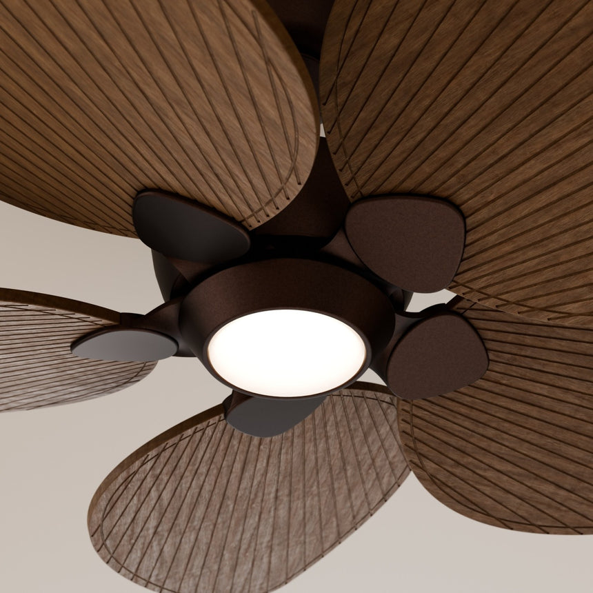 Ventilador de techo con luz Sulion Alma 100cm marrón óxido y madera oscura motor DC — vista 3