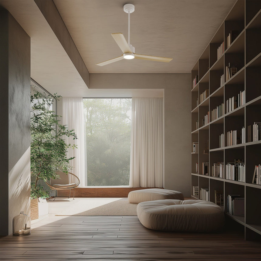 Ventilador de techo con luz Sulion Anne 127cm LED blanco y madera clara motor DC CCT — vista 2