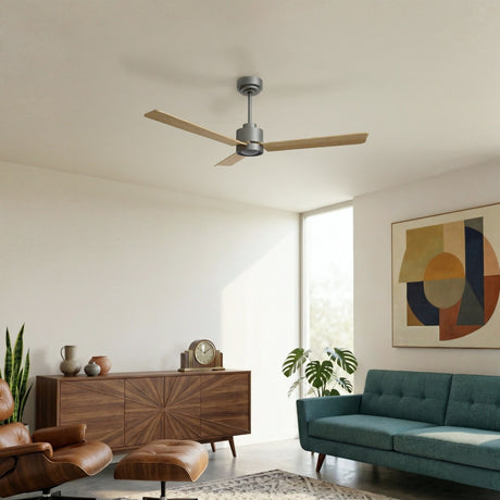 Ventilador de techo con luz Sulion Anne 127cm LED gris grafito y madera clara motor DC — vista 2