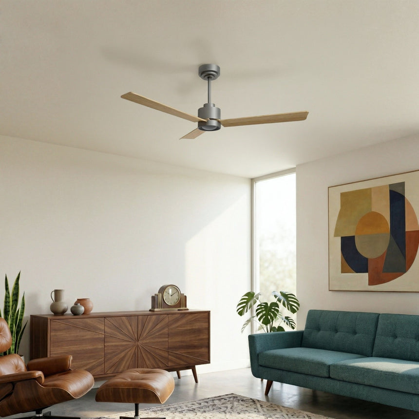Ventilador de techo con luz Sulion Anne 127cm LED gris grafito y madera clara motor DC — vista 2