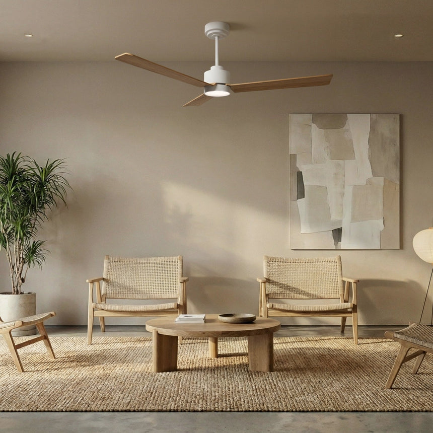 Ventilador de techo con luz Sulion Anne 127cm LED blanco y madera media motor DC CCT — vista 2