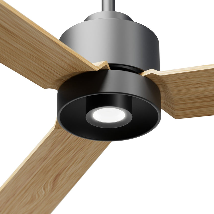 Ventilador de techo con luz Sulion Anne 127cm LED gris grafito y madera clara motor DC — vista 4