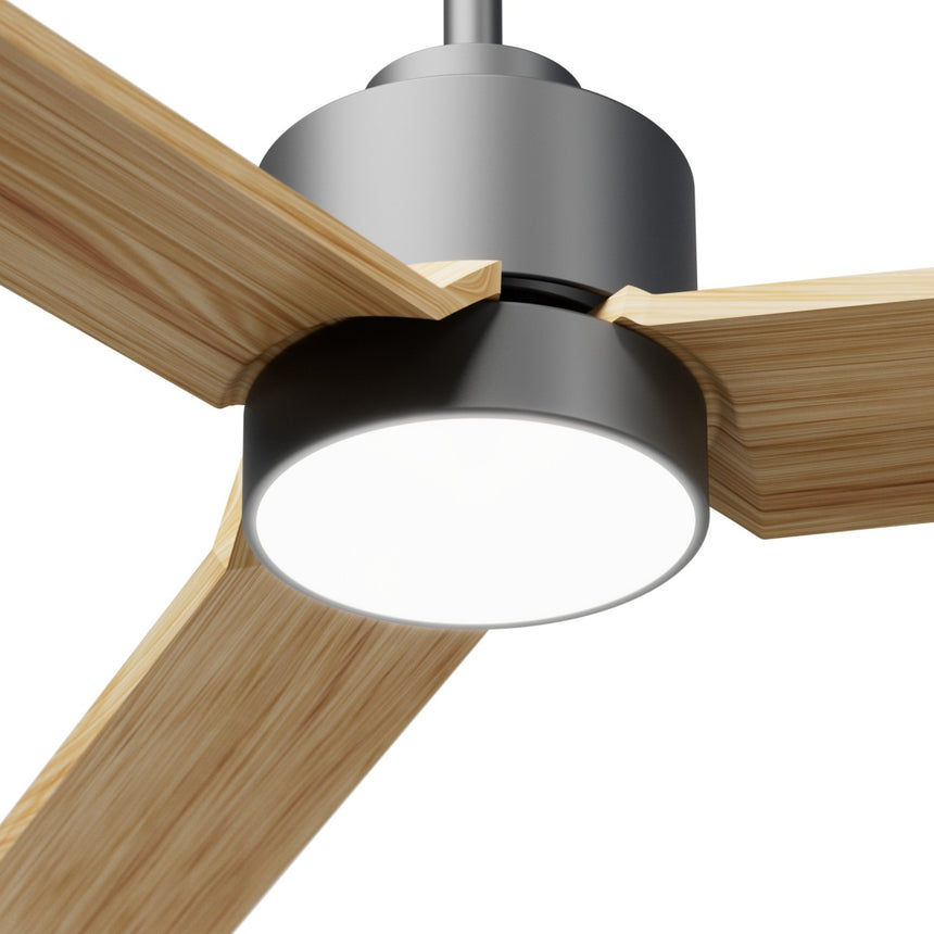 Ventilador de techo con luz Sulion Anne 160cm LED gris grafito y madera clara motor DC — vista 3