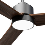 Ventilador de techo con luz Sulion Anne 160cm gris grafito y madera oscura motor DC — vista 3