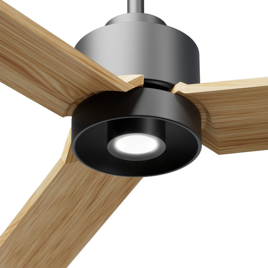 Ventilador de techo con luz Sulion Anne 160cm LED gris grafito y madera clara motor DC — vista 3