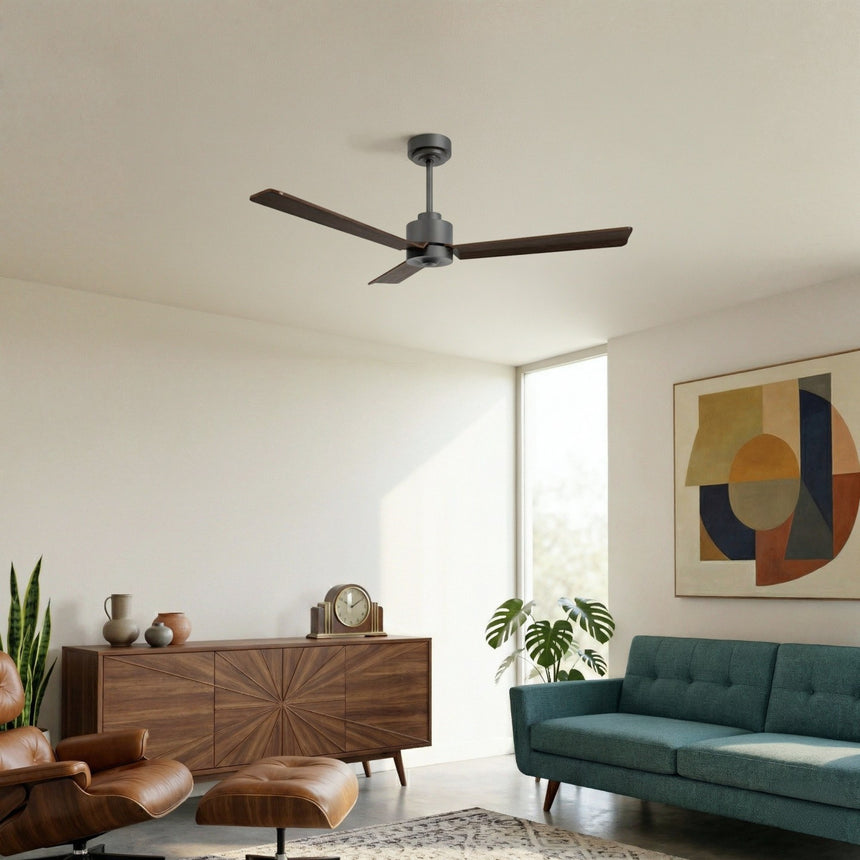 Ventilador de techo con luz Sulion Anne 127cm gris grafito y madera oscura motor DC — vista 2