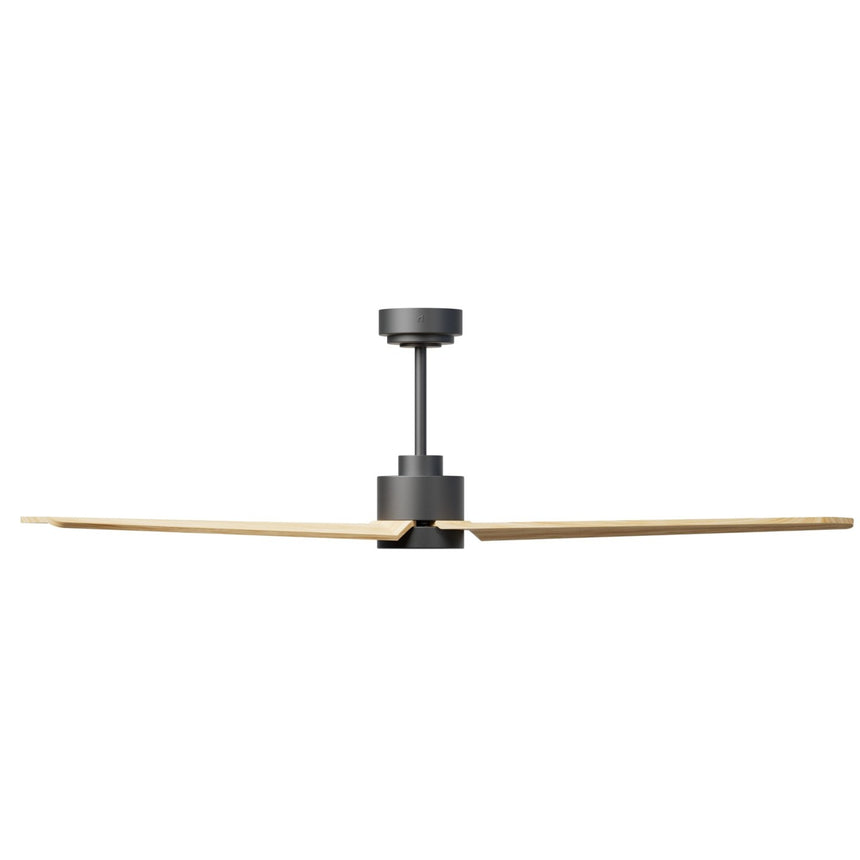 Ventilador de techo con luz Sulion Anne 160cm LED gris grafito y madera clara motor DC — vista 2