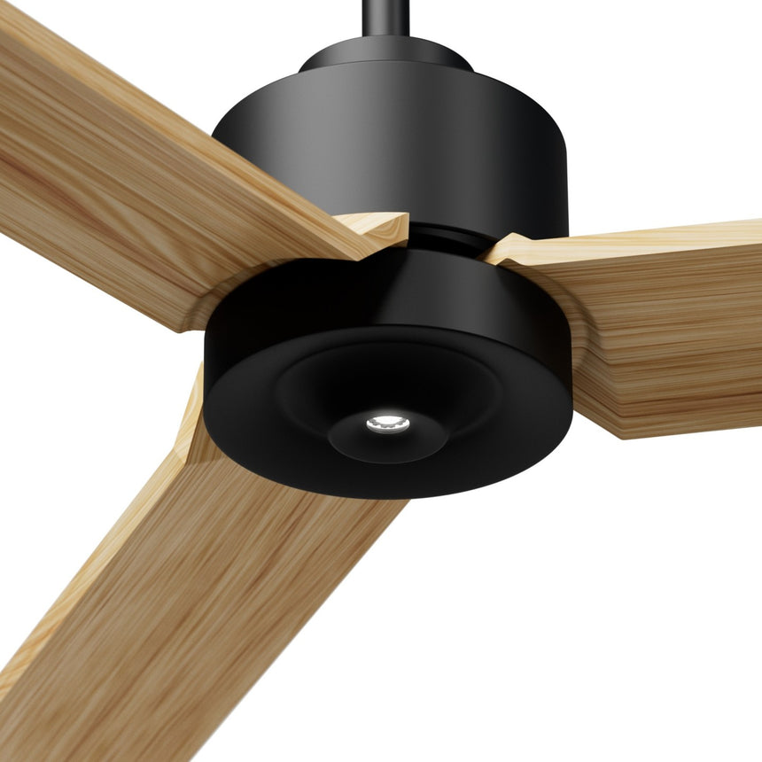 Ventilador de techo con luz Sulion Anne 160cm LED negro y madera clara motor DC CCT — vista 4