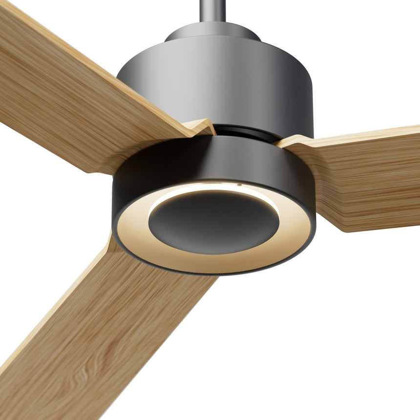Ventilador de techo con luz Sulion Anne 127cm LED gris grafito y madera clara motor DC — vista 4