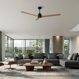 Ventilador de techo con luz Sulion Anne 160cm LED negro y madera clara motor DC CCT — vista 2