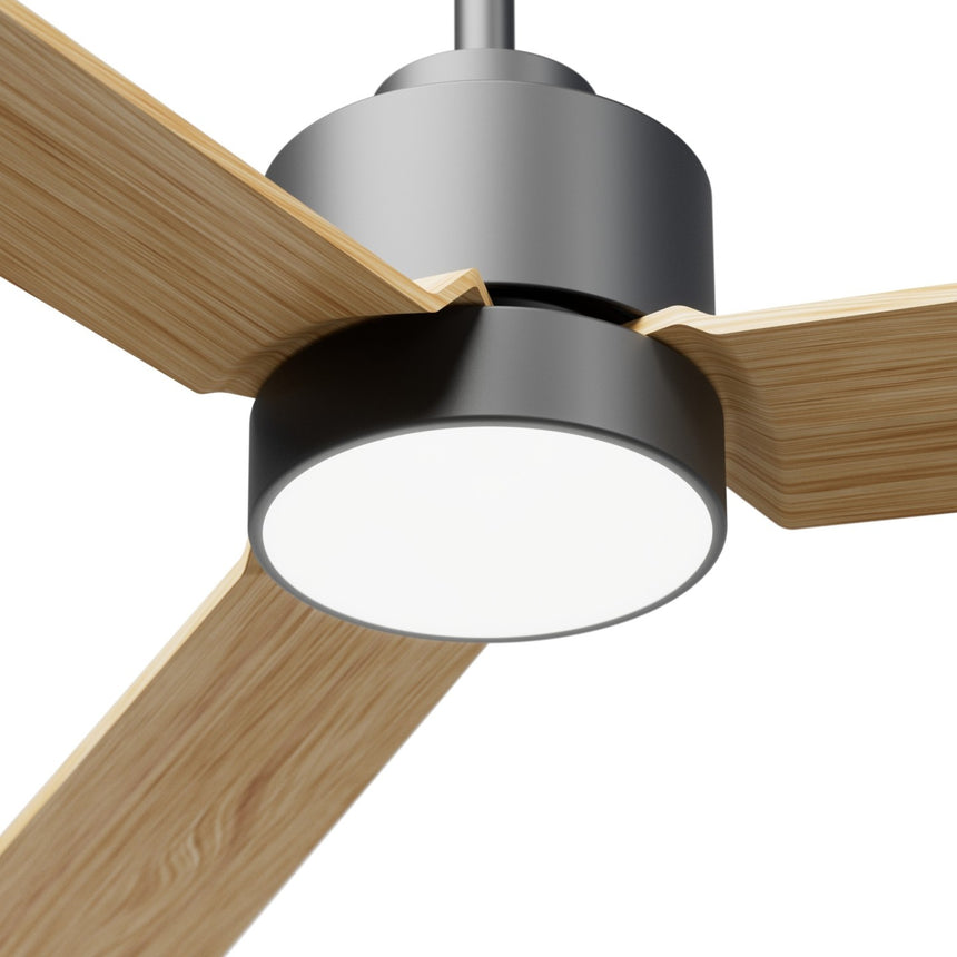Ventilador de techo con luz Sulion Anne 127cm LED gris grafito y madera clara motor DC — vista 4
