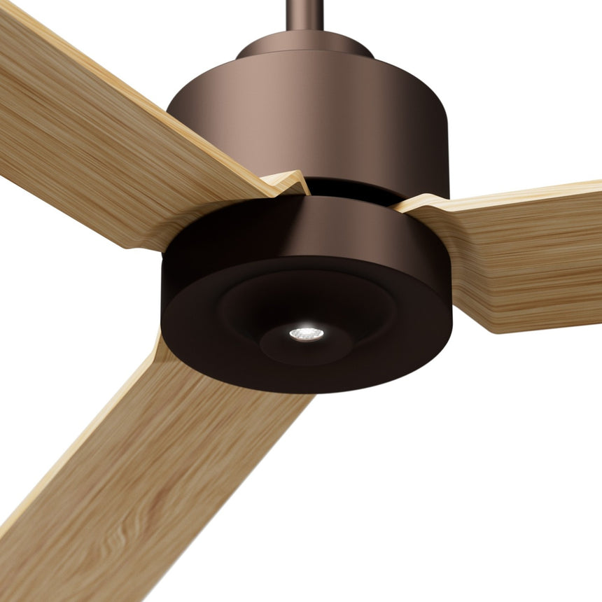 Ventilador de techo con luz Sulion Anne 127cm LED marrón óxido y madera clara motor DC — vista 3