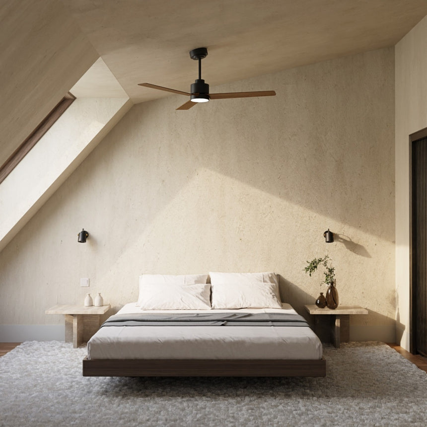 Ventilador de techo con luz Sulion Anne 127cm LED negro y madera oscura motor DC CCT — vista 3