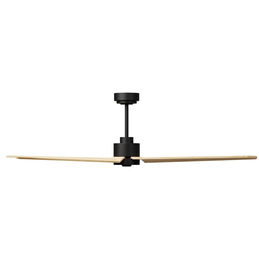 Ventilador de techo con luz Sulion Anne 160cm LED negro y madera clara motor DC CCT — vista 3
