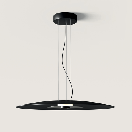 Lámpara colgante Aromas Bigcoss C1203/80 de Ø80 cm, negro mate y difusor interior de espejo