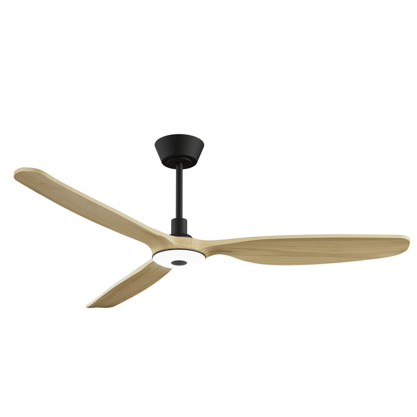 Ventilador de techo con luz Sulion Balcony Neo 142cm LED negro y madera clara motor DC — vista 7