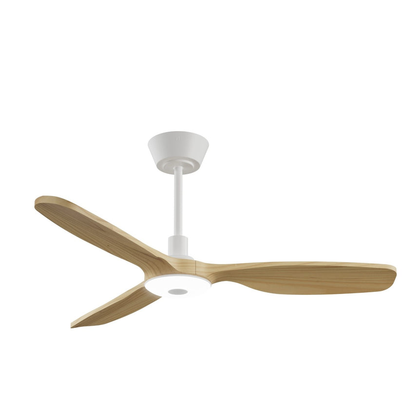 Ventilador de techo con luz Sulion Balcony Neo LED madera blanco apto exterior CCT IP44 Ø107cm 2309149