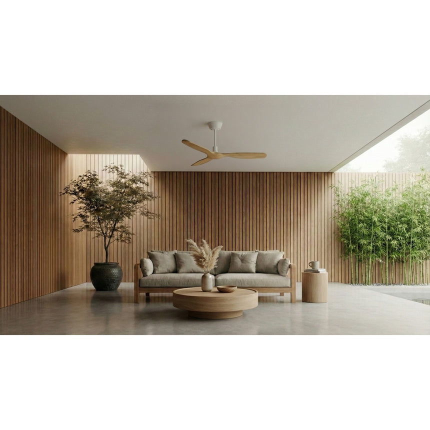 Ventilador de techo Sulion Balcony Neo 107cm blanco y madera clara motor DC — vista 2