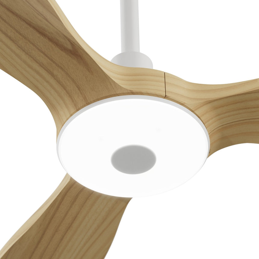 Ventilador de techo con luz Sulion Balcony Neo LED madera blanco apto exterior CCT IP44 Ø107cm 2309149