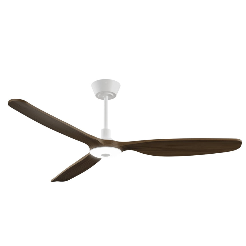 Ventilador de techo con luz Sulion Balcony Neo 142cm blanco y madera oscura motor DC — vista 7
