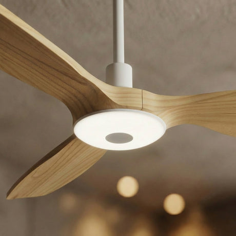 Ventilador de techo con luz Sulion Balcony Neo 107cm blanco y madera clara motor DC — vista 2