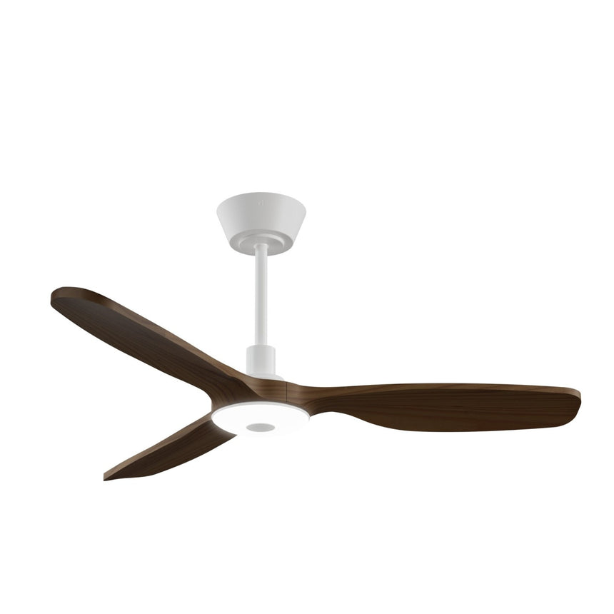 Ventilador de techo con luz Sulion Balcony Neo 107cm blanco y madera oscura motor DC — vista 7