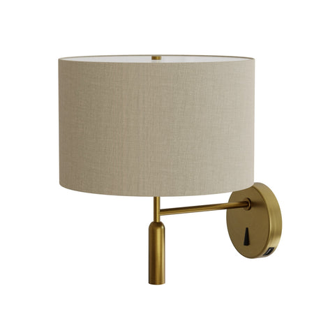 Aplique de pared Sulion Basic Stylo LED E27 tela natural con pantalla Ø25cm 40W 2191256