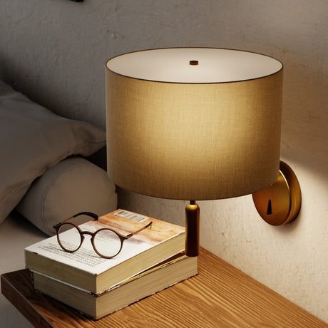 Aplique de pared Sulion Basic Stylo LED E27 tela natural con pantalla Ø25cm 40W 2191256