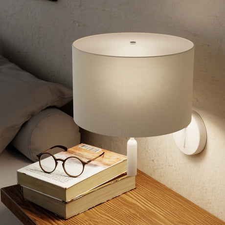 Aplique de pared Sulion Basic Stylo LED E27 tela blanco con pantalla Ø25cm 40W 2173603