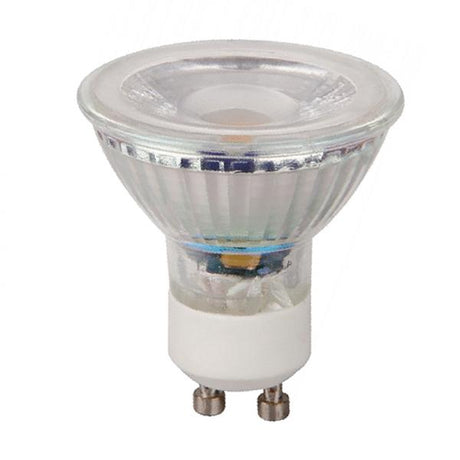 Bombilla LED GU10 LEDME Glass LM7178 de 7 W y 4500 K, vista completa de la bombilla de cristal