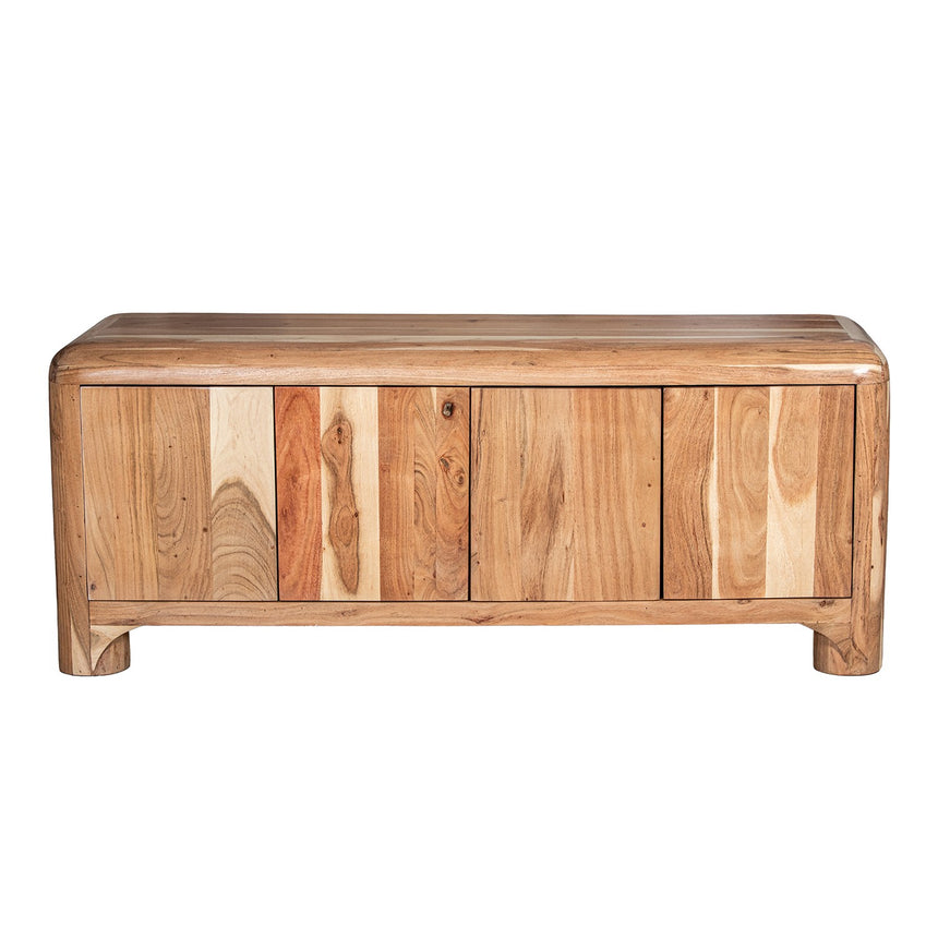 Mueble de TV Camacho 39638 de madera de acacia, vista frontal