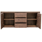 Aparador Camacho 68562 de madera y cerámica, puertas abiertas y distribución interior