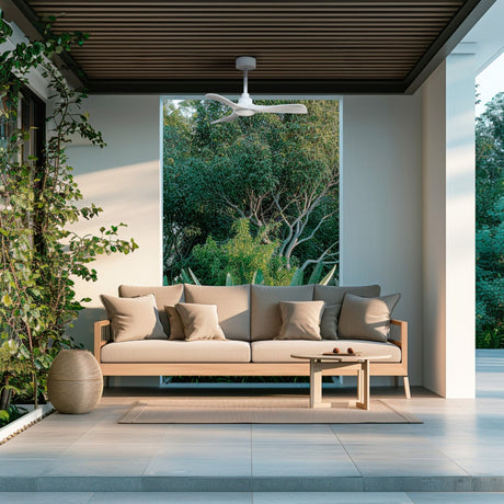 Ventilador de techo con luz Sulion Carla S LED blanco apto exterior CCT IP44 Ø91cm 21W 2198767