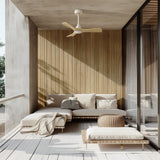 Ventilador de techo con luz Sulion Carla S LED madera blanco apto exterior CCT IP44 2200552