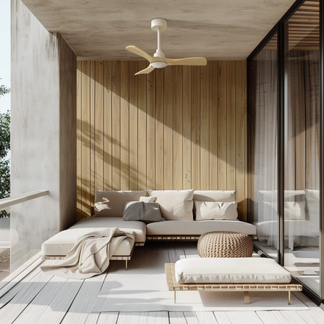 Ventilador de techo con luz Sulion Carla S LED madera blanco apto exterior CCT IP44 2200552