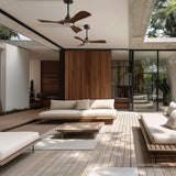 Ventilador de techo con luz Sulion Carla S LED madera negro apto exterior CCT IP44 2200569