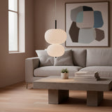 LedsC4 Ilargi Lámpara de techo colgante bolas LED madera oscura y opal 00-6013-92-F9